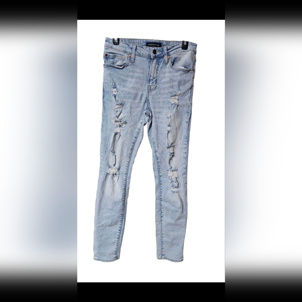 Aeropostale Faded Blue Ripped Skinny Jeans